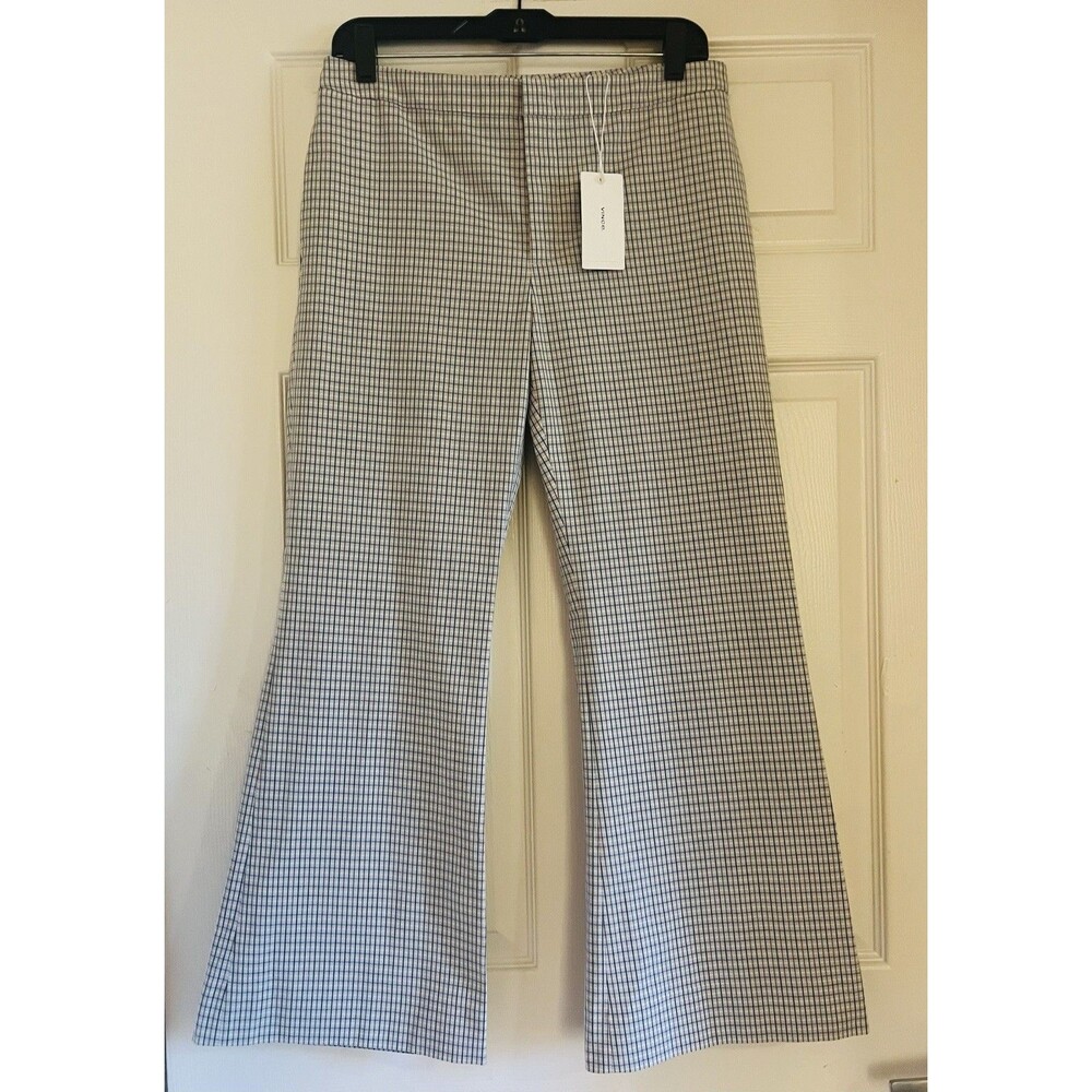 Vince Gardeners Check Pants 6 Crop Kick Flare Plaid Cotton Trousers Preppy Lux